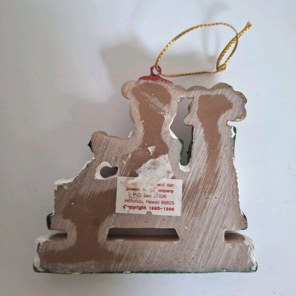 Vintage Golf Bear Cart Christmas Ornament Clay Dough Handpainted Put In Bay Ohio - Picture 2 of 3